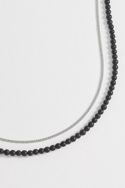 Men's Black Onyx Double Necklace