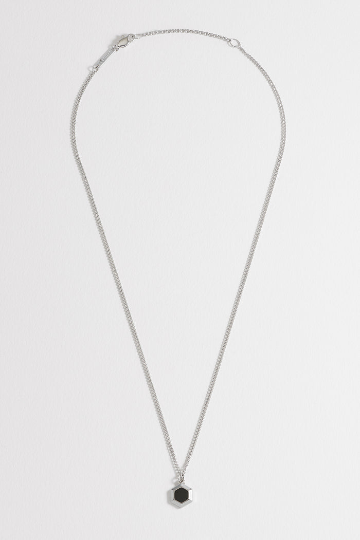 Men's Black Onyx Hexagon Curb Chain Necklace