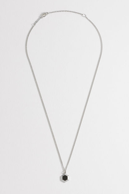 Men's Black Onyx Hexagon Curb Chain Necklace