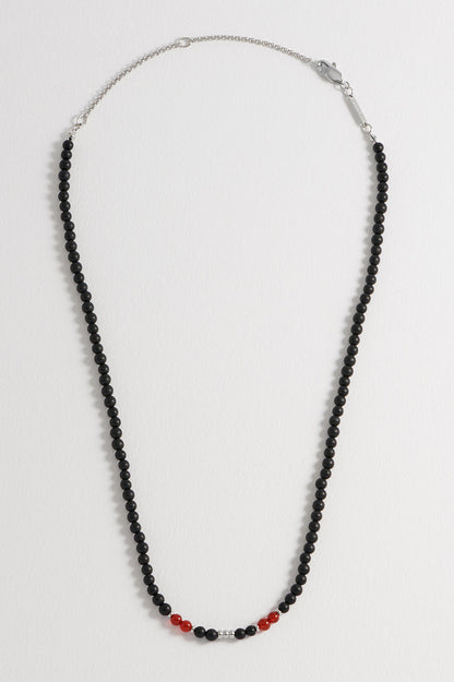 Men's Black Onyx Necklace With Red Agate Accent