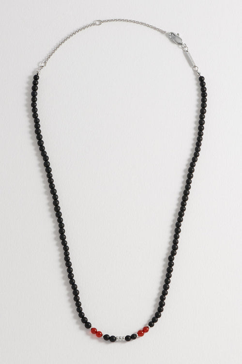 Men's Black Onyx Necklace With Red Agate Accent