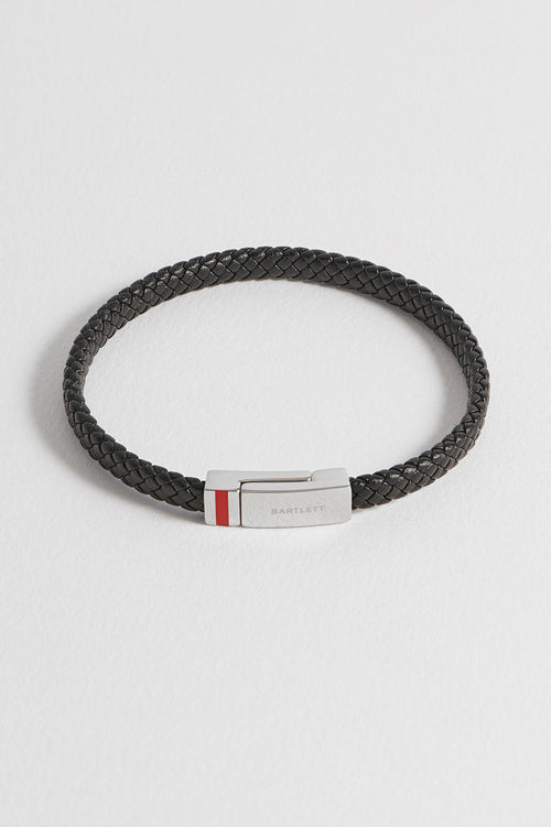 Men's Black Wrap Bracelet With Enamel Detail