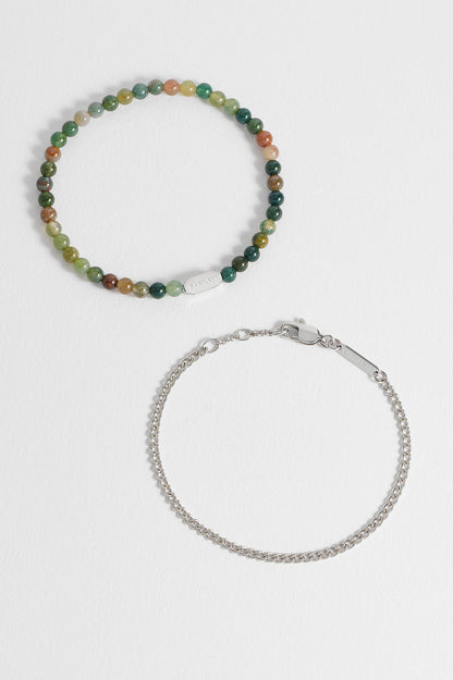 Men's Green Agate Duo Bracelet Set