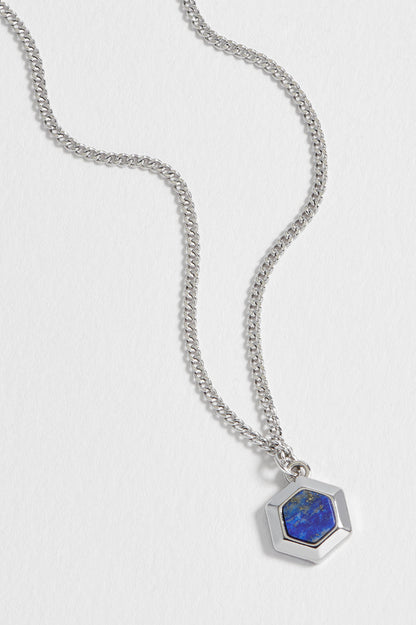 Men's Lapis Lazuli Hexagon Curb Chain Necklace