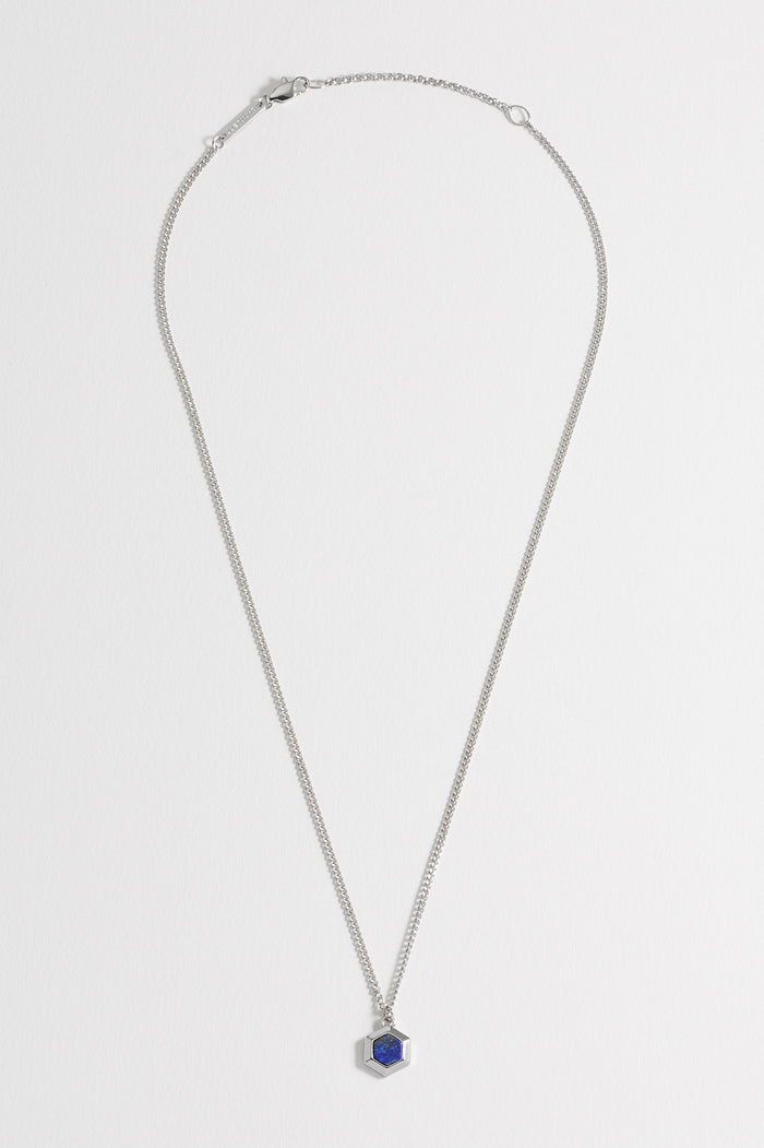 Men's Lapis Lazuli Hexagon Curb Chain Necklace
