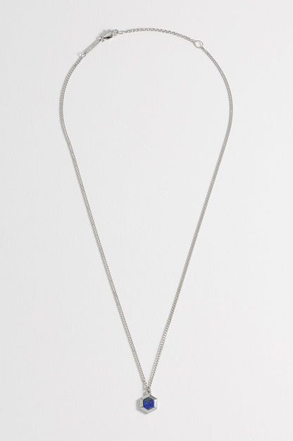 Men's Lapis Lazuli Hexagon Curb Chain Necklace