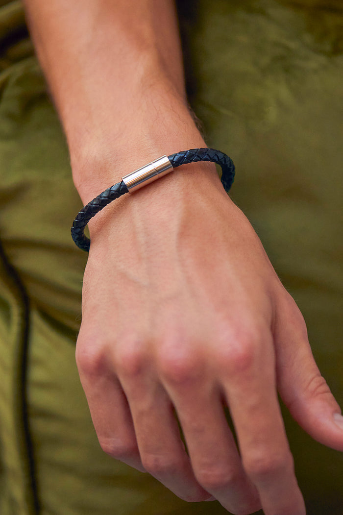 Men's Leather Single Plaited Wrap Bracelet