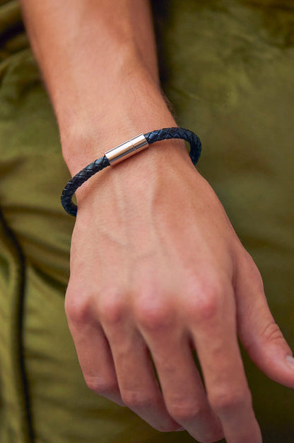 Men's Leather Single Plaited Wrap Bracelet