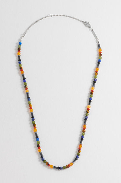 Men's Mixed Gemstone And Acrylic Beaded Necklace
