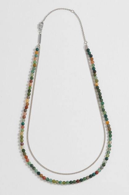 Men's Mixed Green Agate Double Necklace
