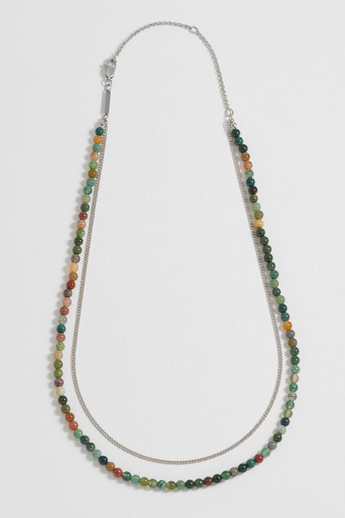 Men's Mixed Green Agate Double Necklace