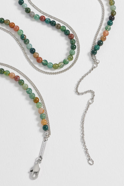 Men's Mixed Green Agate Double Necklace