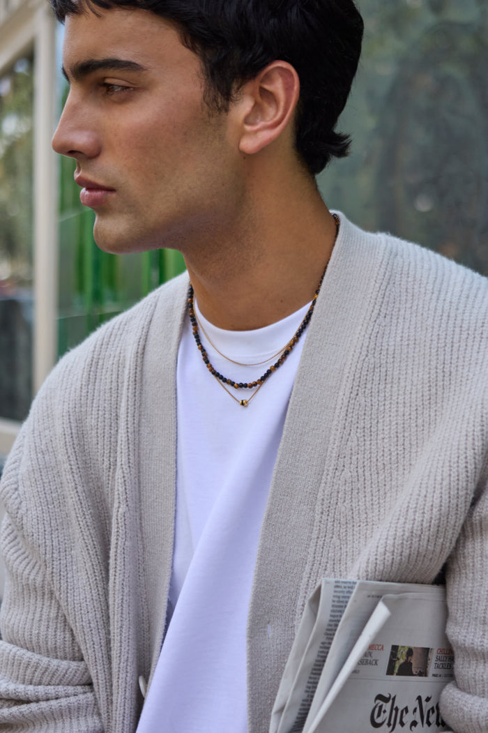 Men's Tiger's Eye And Black Onyx Double Necklace