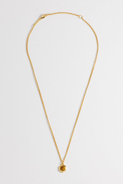 Men's Tiger's Eye Hexagon Curb Chain Necklace