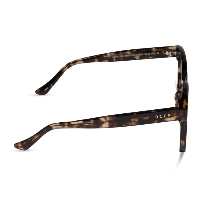 diff eyewear meredith square prescription glasses with a espresso tortoise acetate frame and prescription lenses side view