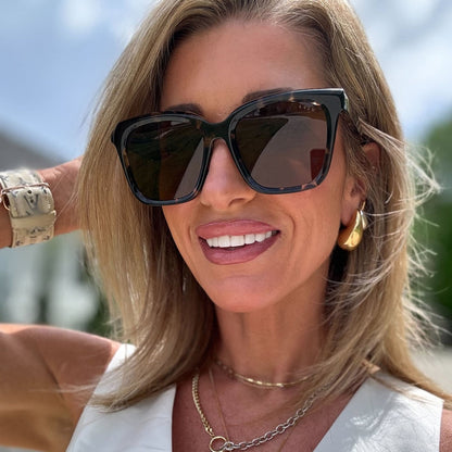 customer content - kalee_rogers wearing Meredith espresso tortoise brown sunglasses