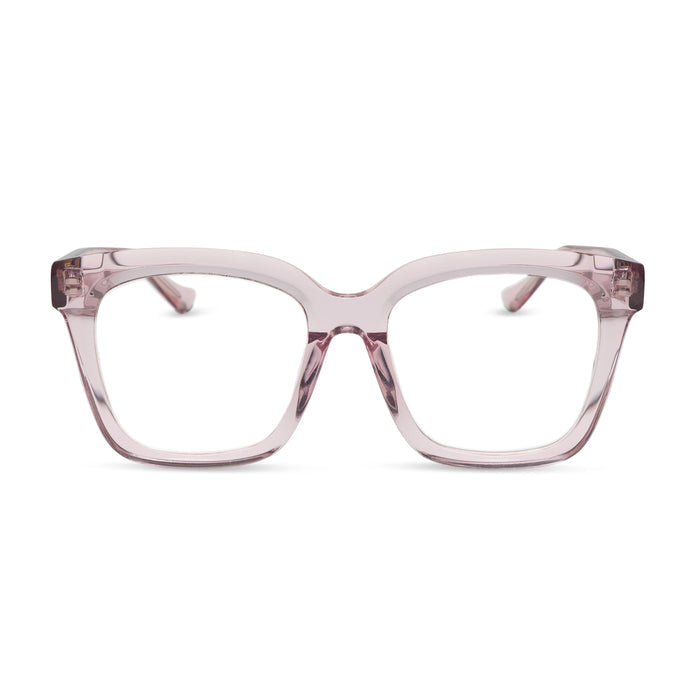 diff eyewear featuring the meredith square  oversized prescription glasses with a rose crystal frame acetate front view
