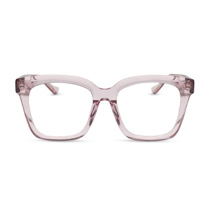 diff eyewear featuring the meredith square  oversized prescription glasses with a rose crystal frame acetate front view