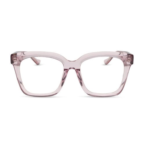 diff eyewear featuring the meredith square  oversized prescription glasses with a rose crystal frame acetate front view