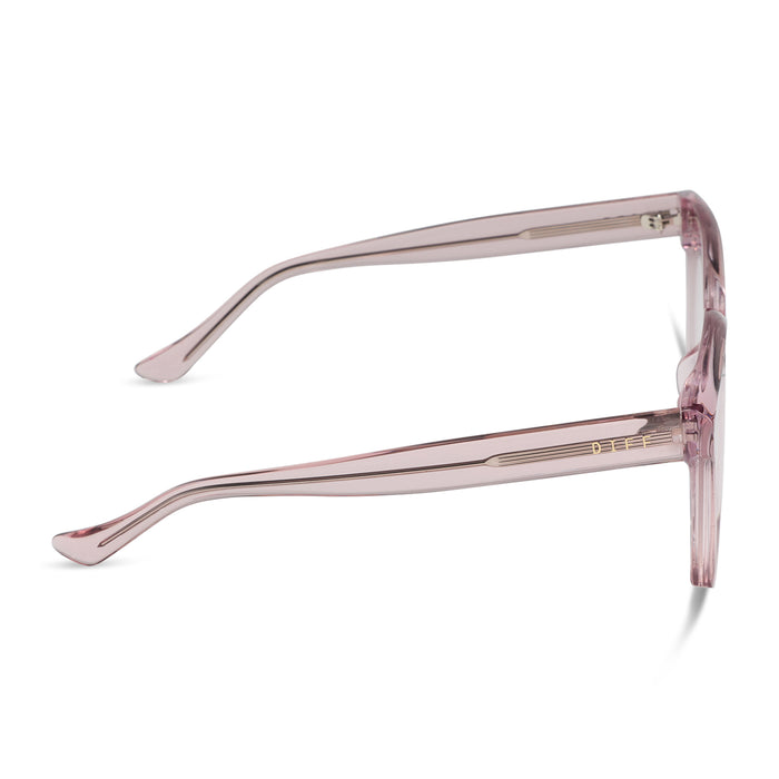 diff eyewear featuring the meredith square  oversized prescription glasses with a rose crystal frame acetate side view