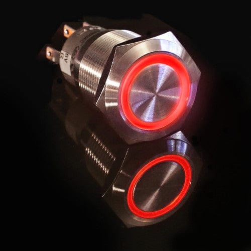 Metal illuminated Pushbutton-Red Ring [Discontinued] by DFRobot - The Pi Hut