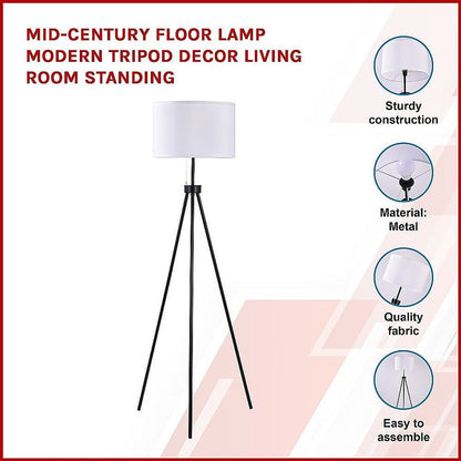 Mid-Century Floor Lamp Modern Tripod Decor Living Room Standing -Home Living Store - -