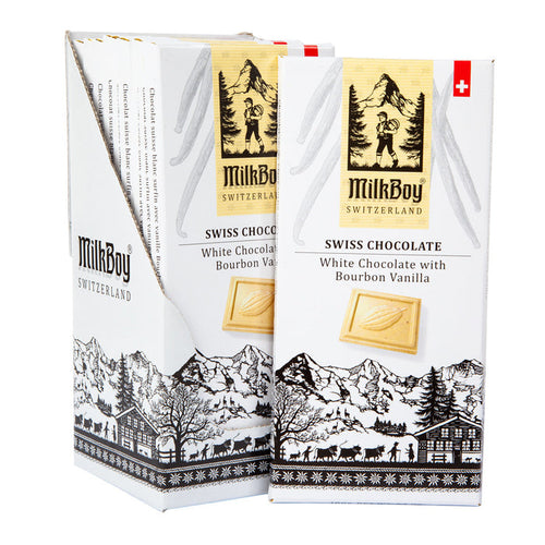 Milkboy White Chocolate With Bourbon Vanilla Swiss 3.5oz Bar - 10ct