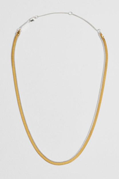 Mixed Metal Herringbone Chain Double Necklace