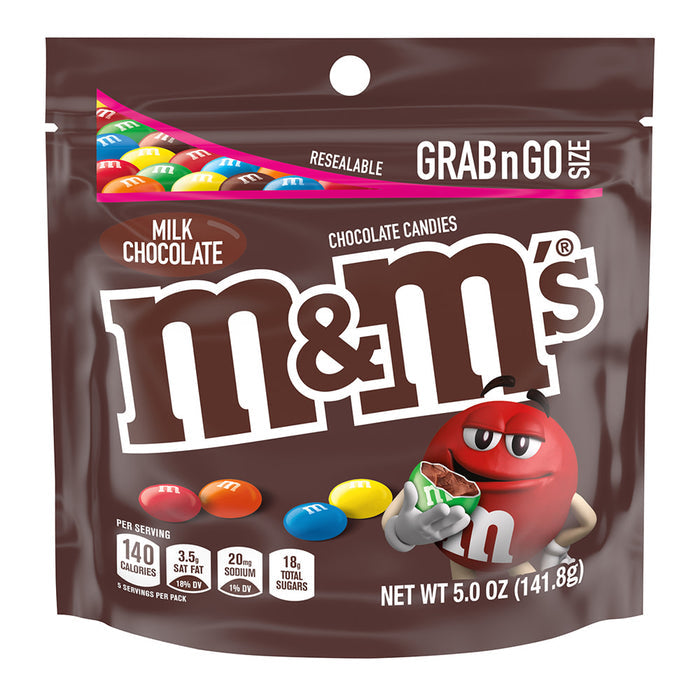 M&M's Milk Chocolate Candy Stand Up Bags - 12 Count