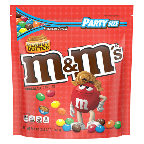 M&M's Peanut Butter Chocolate Candy Party Size Pouches - 6 Count