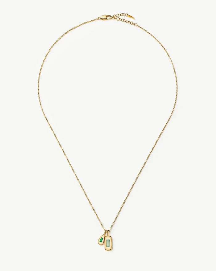 Molten Gemstone Bean Pendant Necklace | 18k Gold Plated/Blue and Green Onyx Necklaces Missoma
