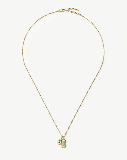 Molten Gemstone Bean Pendant Necklace | 18k Gold Plated/Blue and Green Onyx Necklaces Missoma