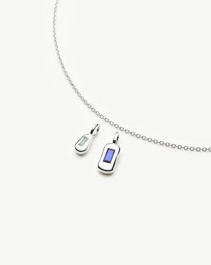 Molten Gemstone Bean Pendant Necklace | Silver Plated/Blue Onyx and Lab Grown Sapphire Necklaces Missoma