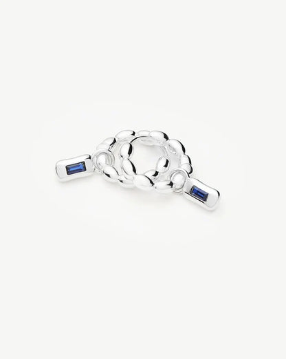 Molten Gemstone Charm Hoop Earrings | Silver Plated/Lab Grown Blue Sapphire Earrings Missoma