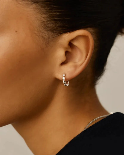 Molten Gemstone Charm Hoop Earrings | Silver Plated/Lab Grown Blue Sapphire Earrings Missoma