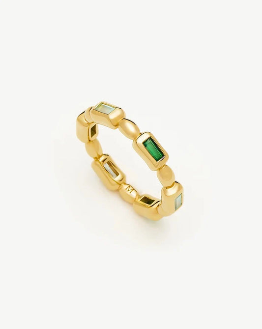 Molten Gemstone Stacking Ring | 18k Gold Plated/Blue & Green Onyx Rings Missoma