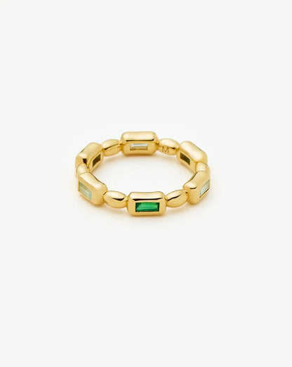 Molten Gemstone Stacking Ring | 18k Gold Plated/Blue & Green Onyx Rings Missoma