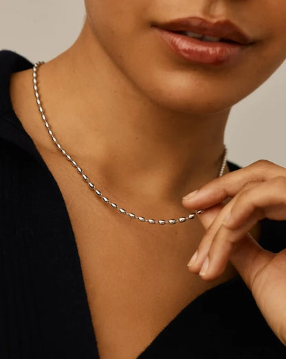 Molten Olive Chain Necklace | Silver Plated Necklaces Missoma