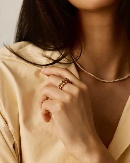 Molten Olive Stacked Ring | 18k Gold Plated Rings Missoma