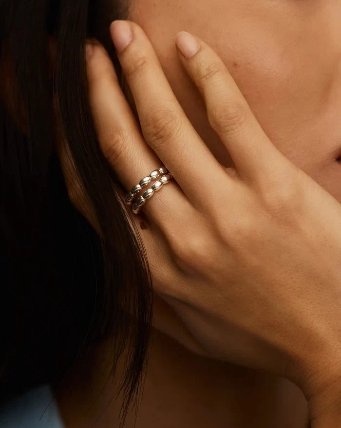 Molten Olive Stacked Ring | Silver Plated Rings Missoma