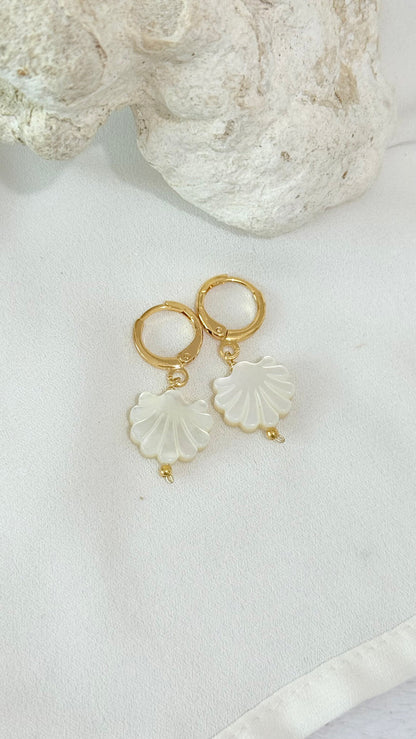 Mother of pearl shell huggy earrings