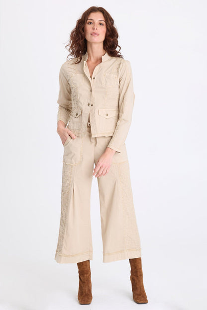 XCVI Mousa Poplin Grid Pintuck Blazer