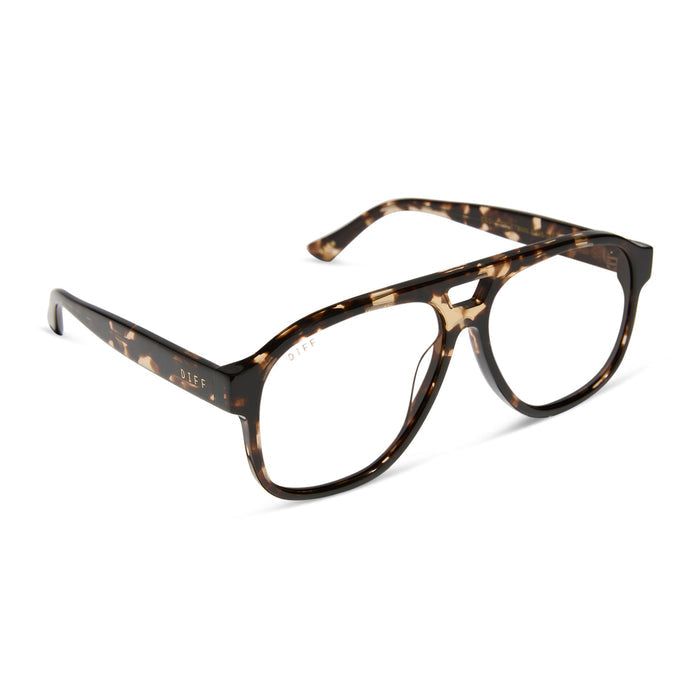 jessie james decker x diff eyewear featuring the nash navigator prescription glasses with a espresso frame angled view