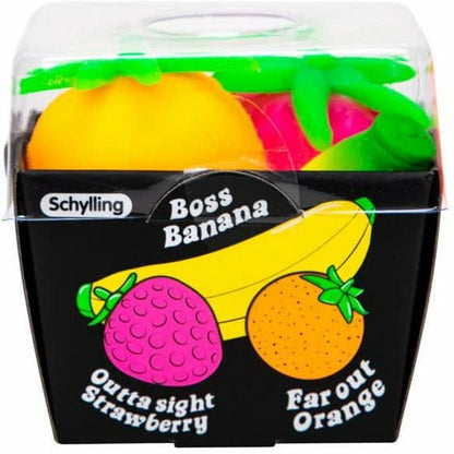 Nee Doh Groovy Fruit 2.5 Inch Squish Ball Fidget Toy - Set of 3 Fruits - Owl & Goose Gifts