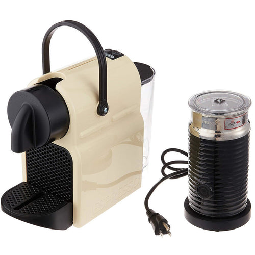 NESPRESSO Inissia Original Espresso Machine Bundle with Aeroccino Milk Frother by De'Longhi, Creamy White - EN80CWAECA