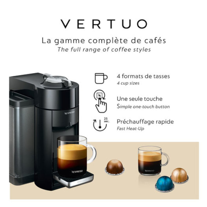 NESPRESSO Vertuo Coffee & Espresso Machine by De'Longhi with Aeroccino Milk Frother - Grey - ENV135GYAECA