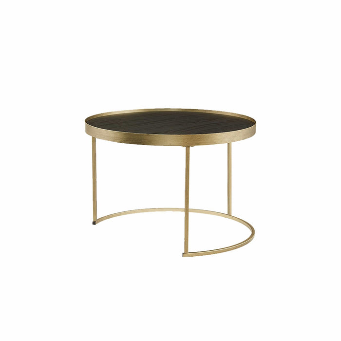Nested Coffee Table Black Oak with  Distressed  Gold Metal Frame by Criterion - Home Living Store - Coffee Table
