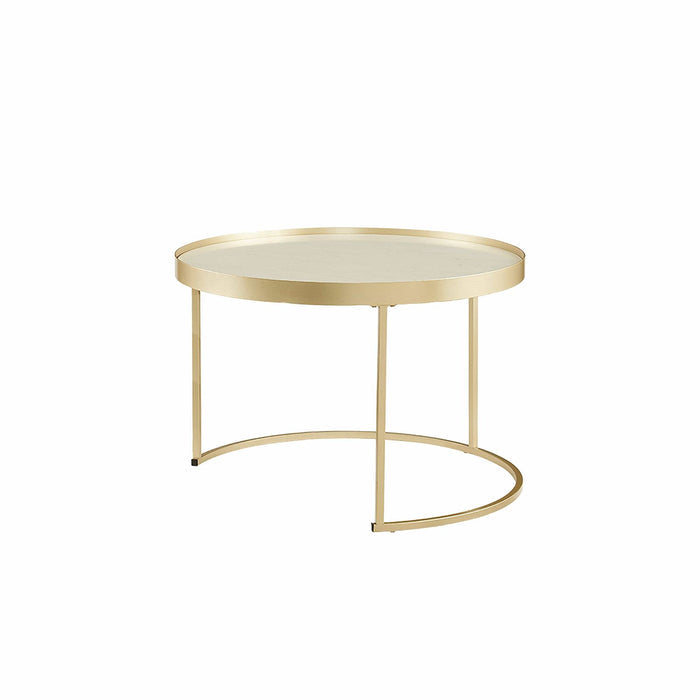 Nested Coffee Table White Marble Finish with Champagne Metal Frame by Criterion - Home Living Store - Coffee Table