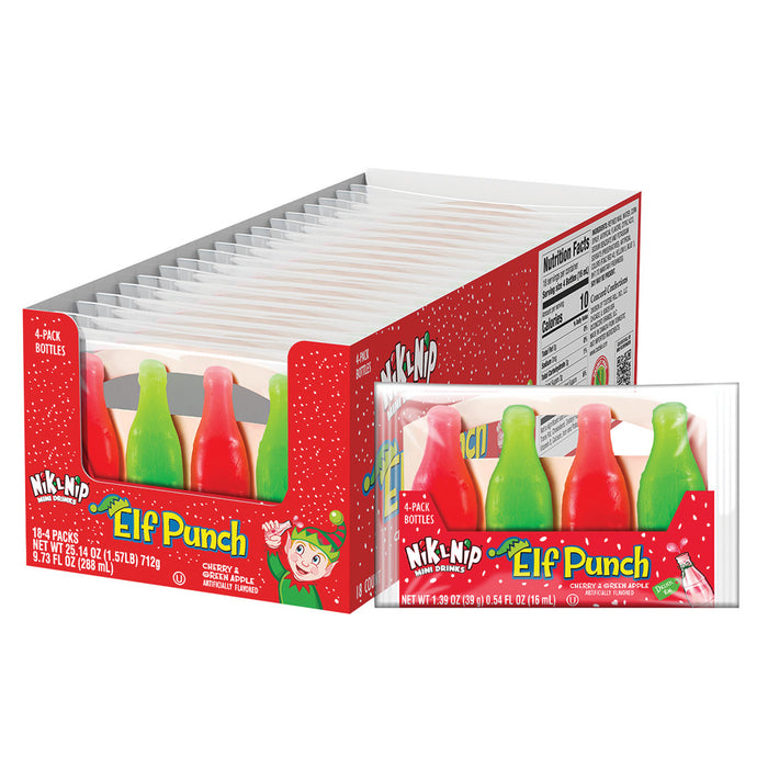 Nik L Nip Elf Punch Wax Bottle Candy 4 Pack - 1.39 OZ