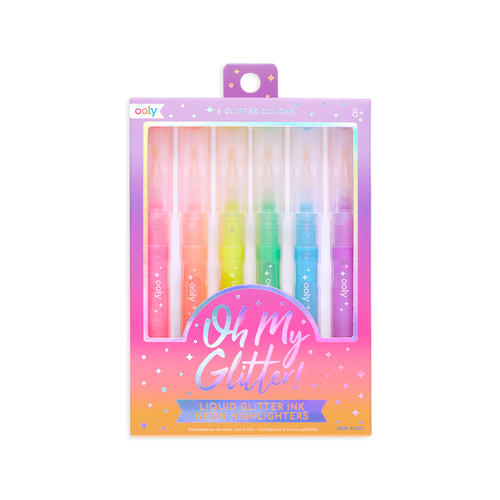 OOLY Oh My Glitter! Neon Highlighters set of 6